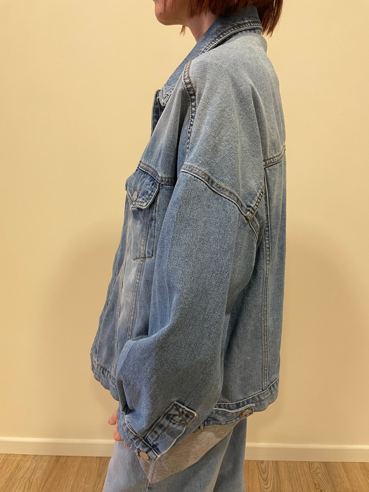 HAVEONE - Giacca in denim over con tasche frontali e bottoni