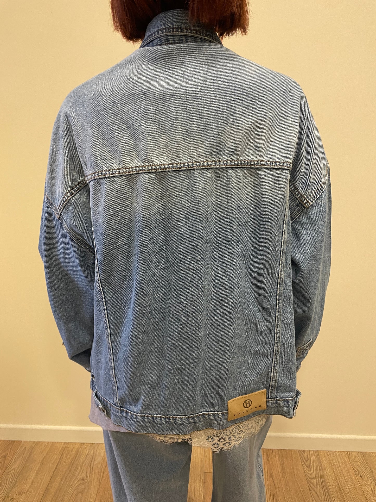 HAVEONE - Giacca in denim over con tasche frontali e bottoni