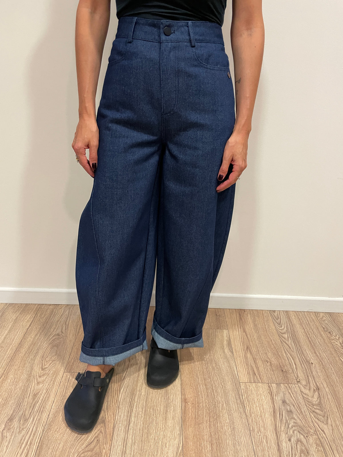 MEME ROAD - Jeans baloon a vita alta color blu