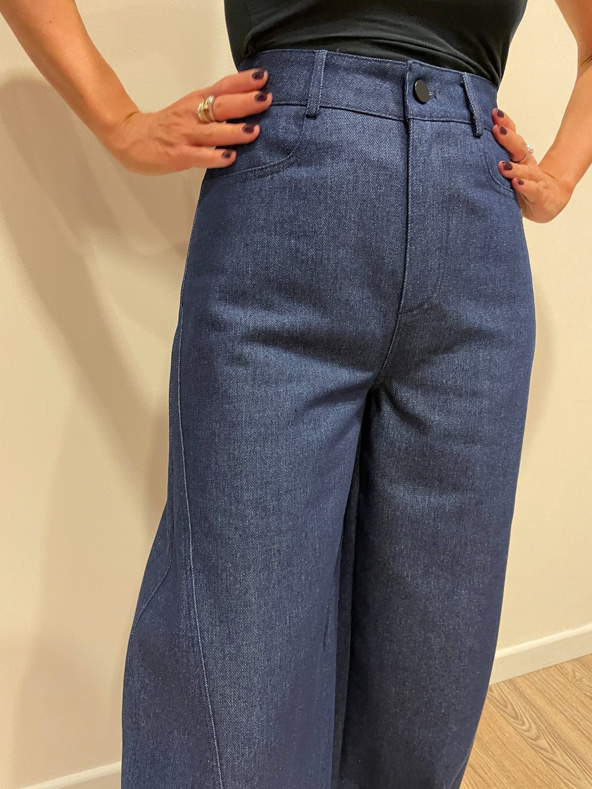 MEME ROAD - Jeans baloon a vita alta color blu