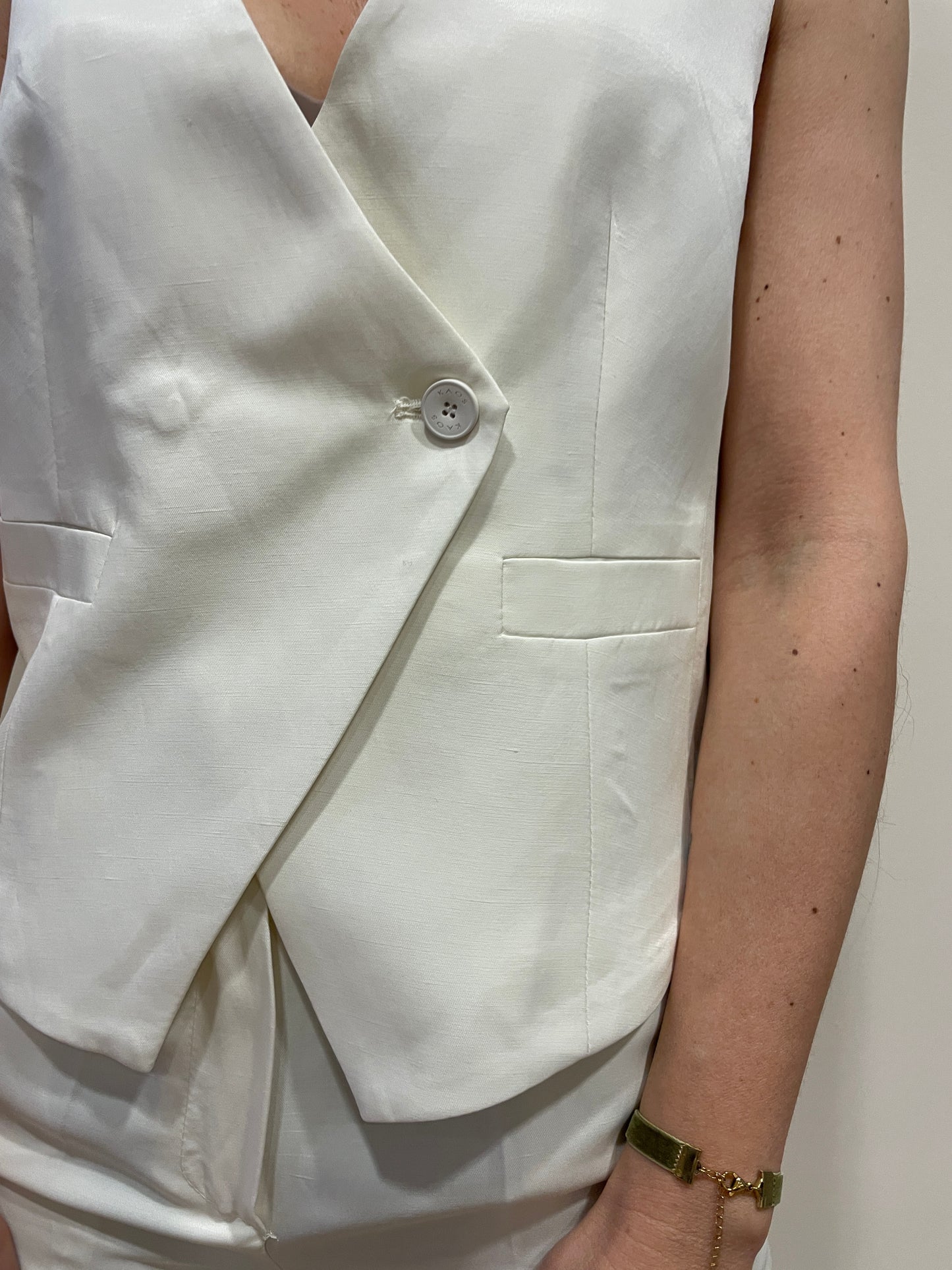 KAOS - Gilet a doppiopetto color panna con viscosa