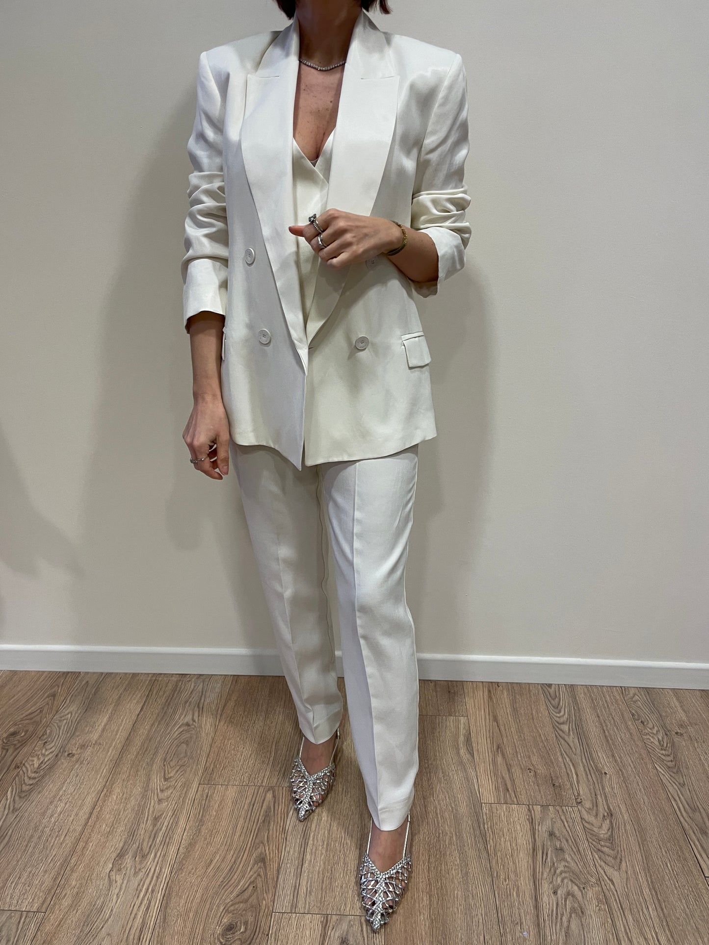 KAOS - Pantalone a matita color panna con viscosa