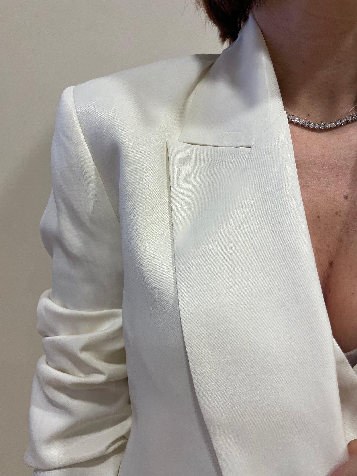 KAOS - Giacca color panna a doppiopetto con viscosa