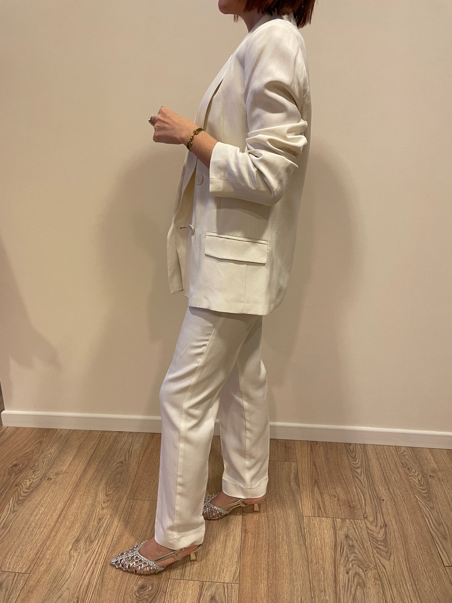 KAOS - Pantalone a matita color panna con viscosa