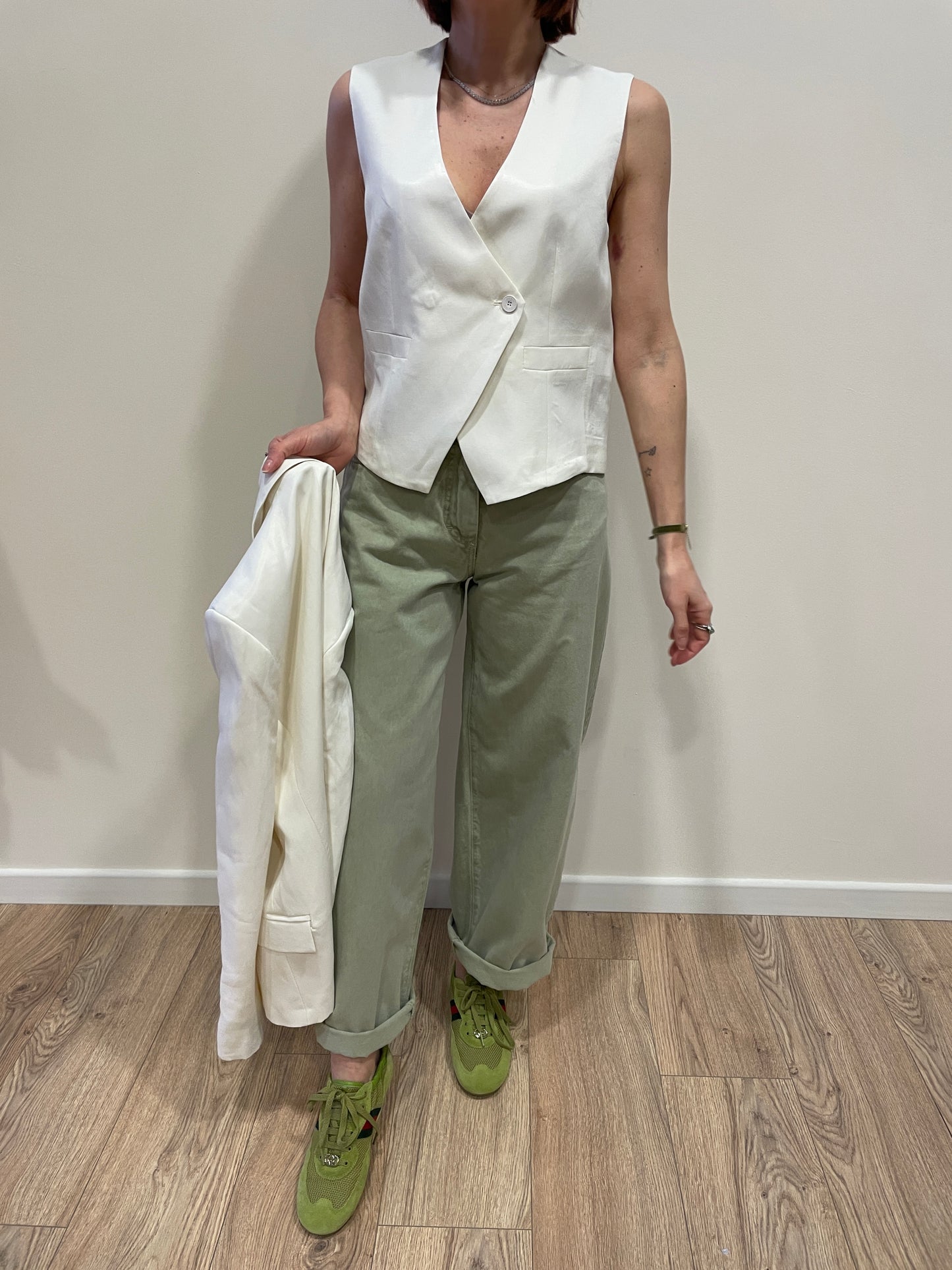 HAVEONE - Jeans Bella in denim verde salvia baggy fit