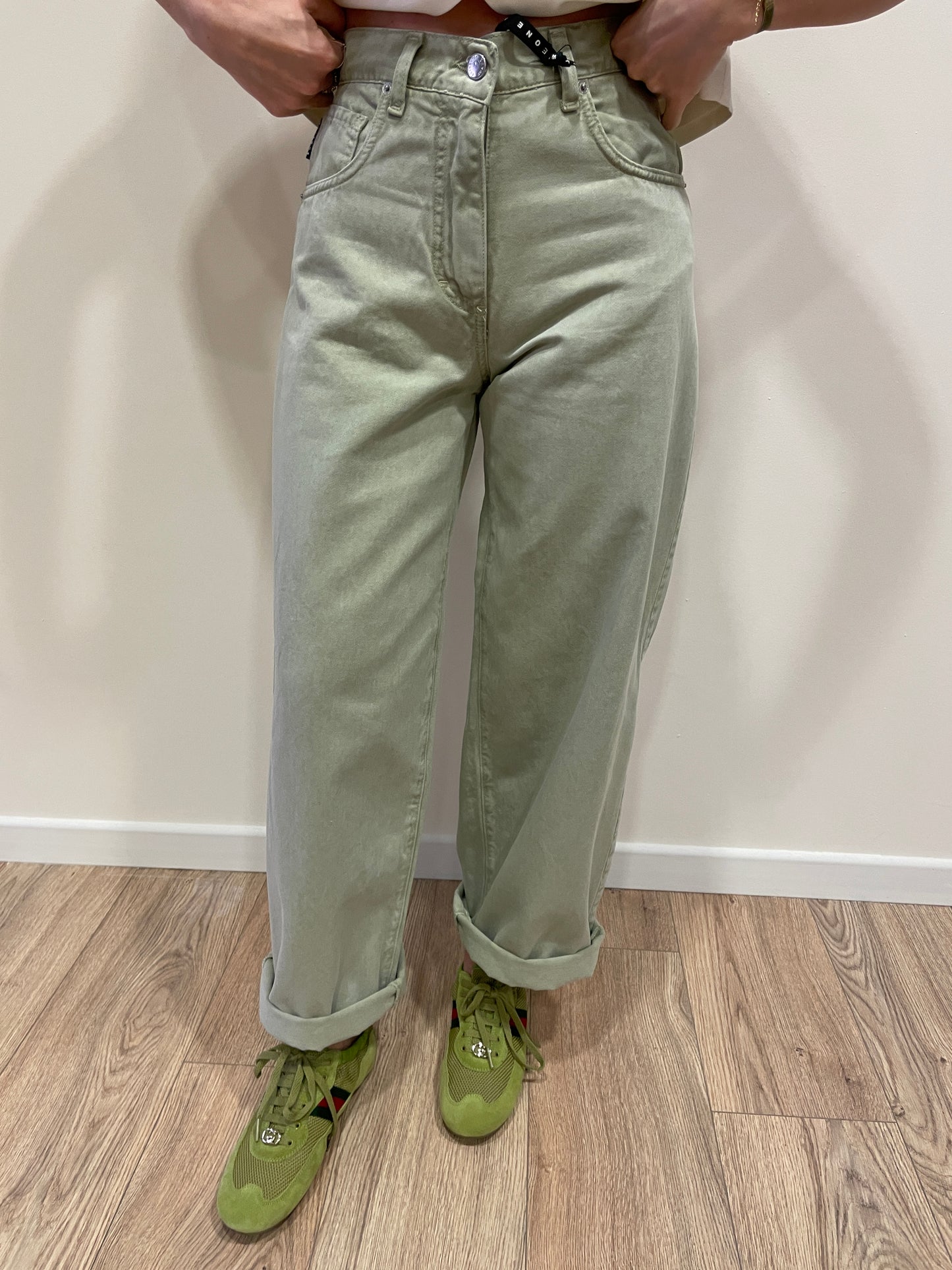 HAVEONE - Jeans Bella in denim verde salvia baggy fit