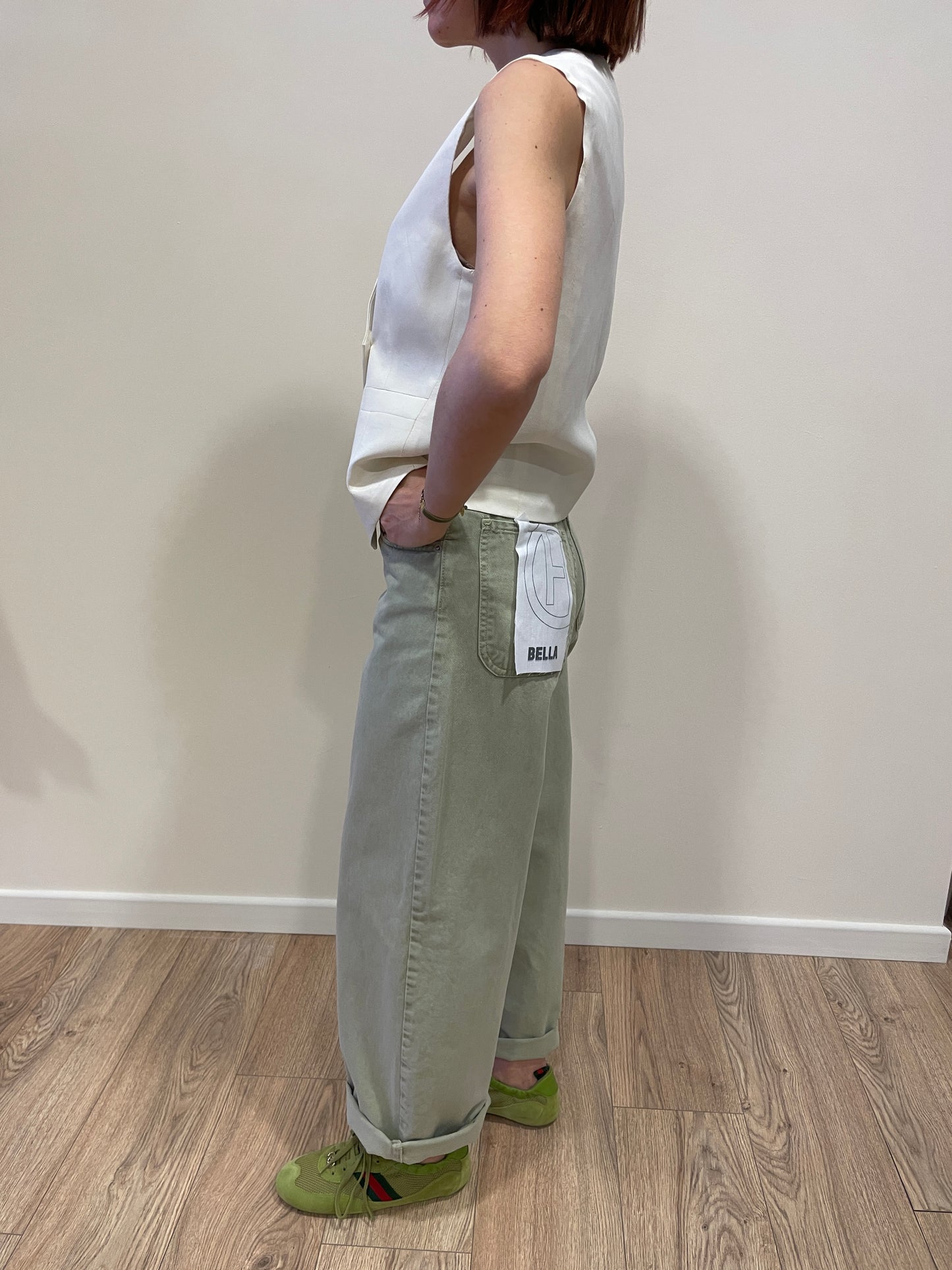 KAOS - Gilet a doppiopetto color panna con viscosa