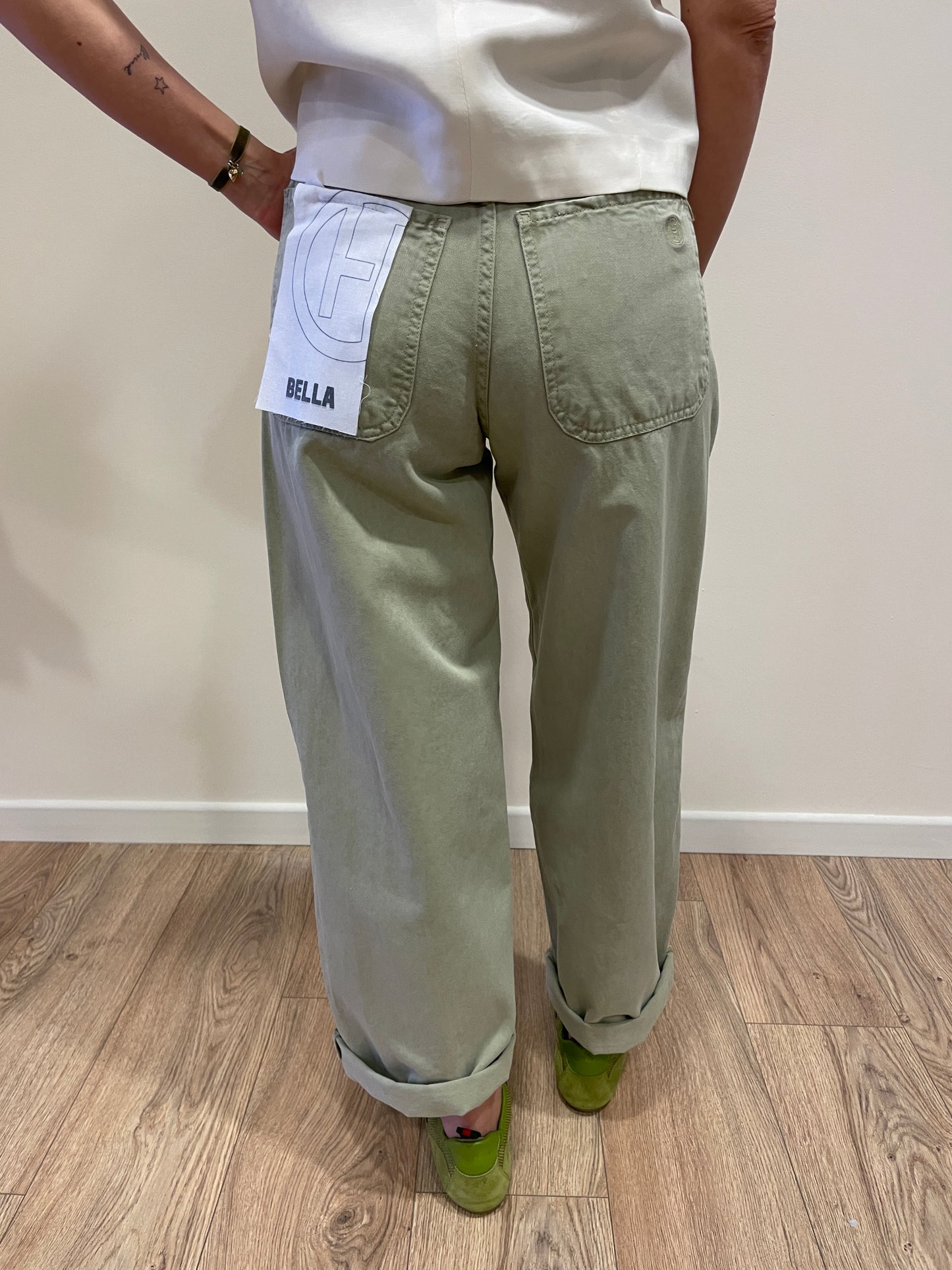 HAVEONE - Jeans Bella in denim verde salvia baggy fit