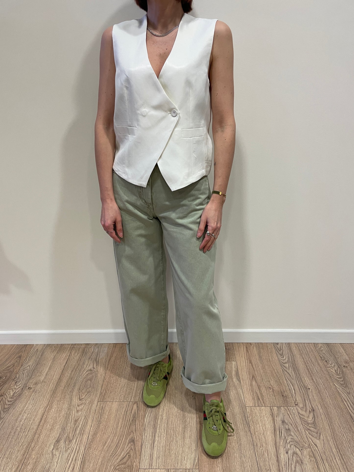 HAVEONE - Jeans Bella in denim verde salvia baggy fit