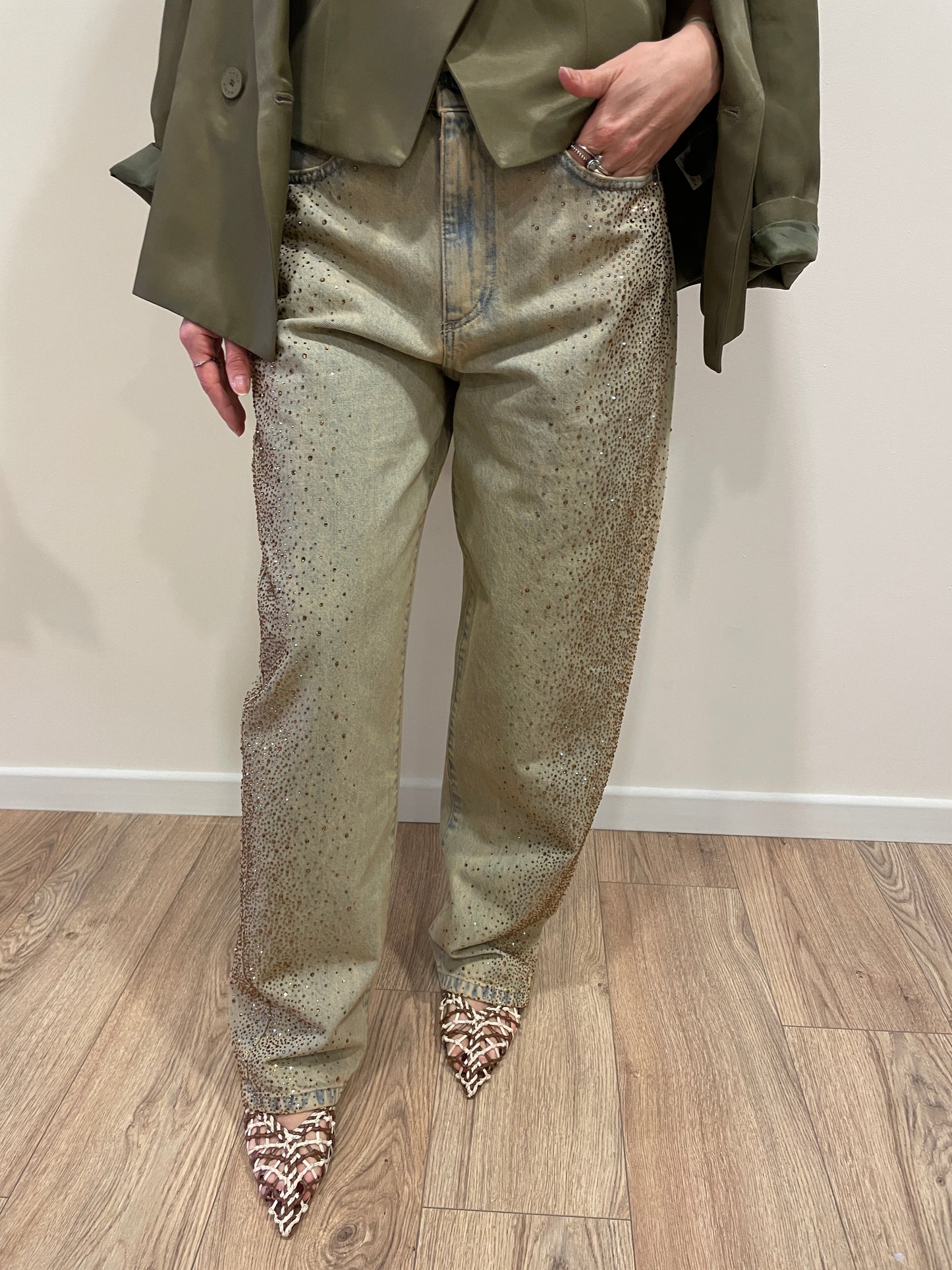SOUVENIR - Jeans a palazzo con dettaglio applicazioni strass