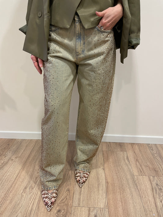 SOUVENIR - Jeans a palazzo con dettaglio applicazioni strass