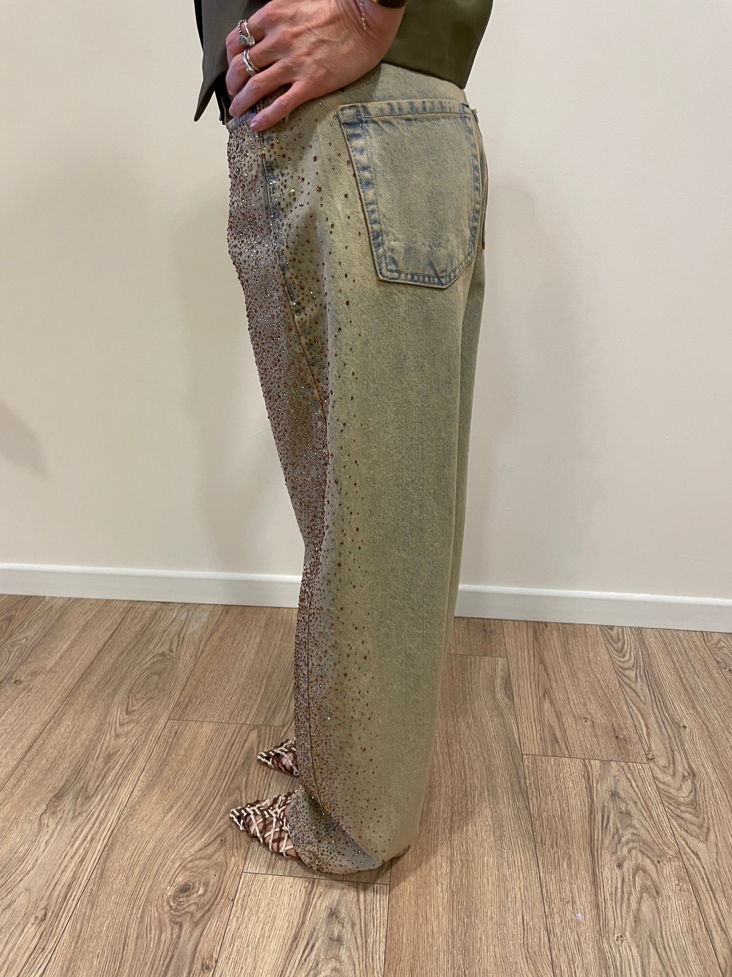 SOUVENIR - Jeans a palazzo con dettaglio applicazioni strass