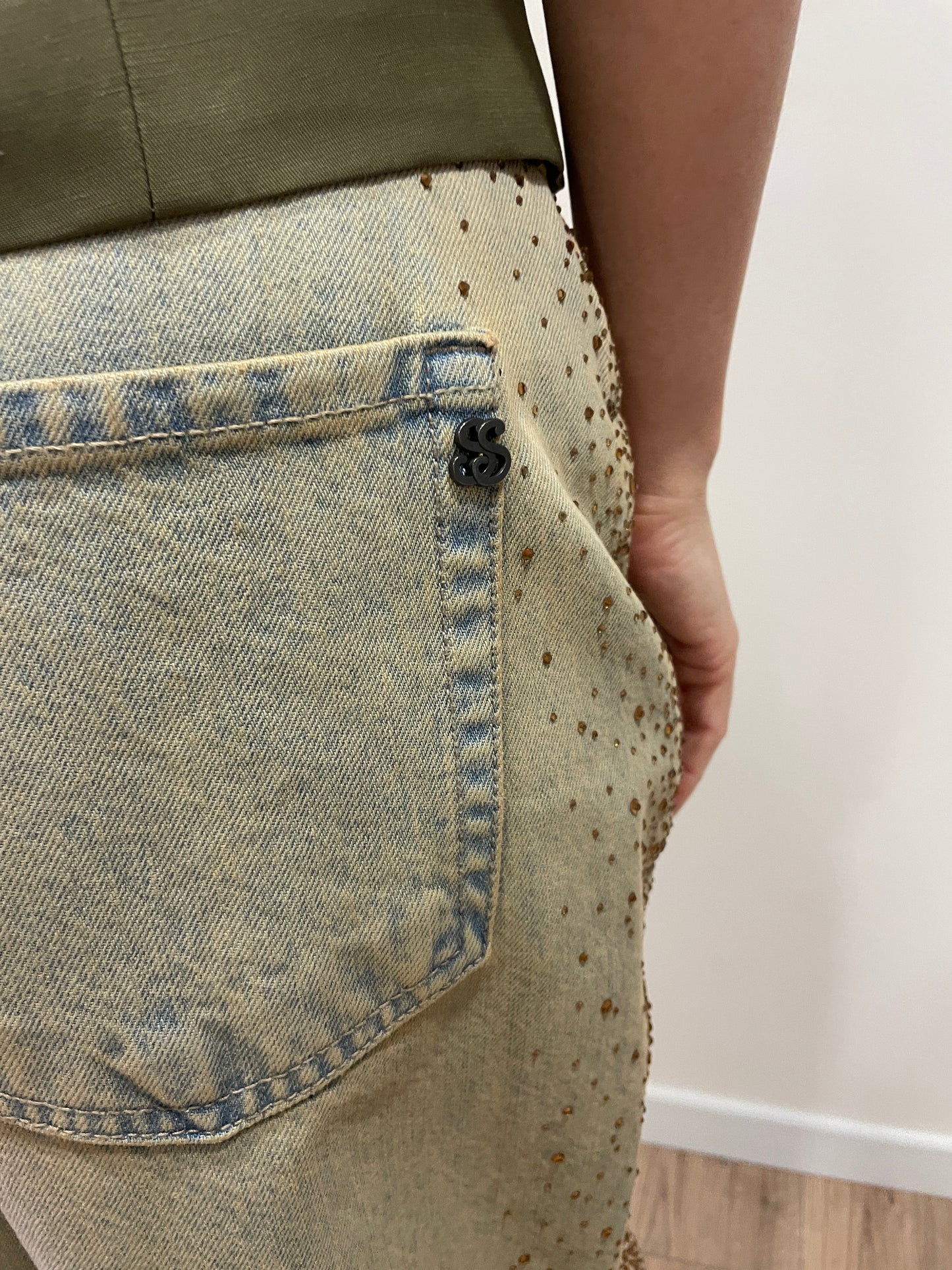 SOUVENIR - Jeans a palazzo con dettaglio applicazioni strass