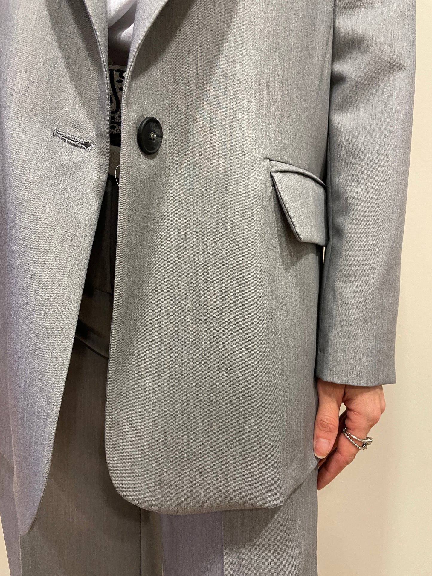 HAVEONE - Giacca grigio perla a un bottone strutturata