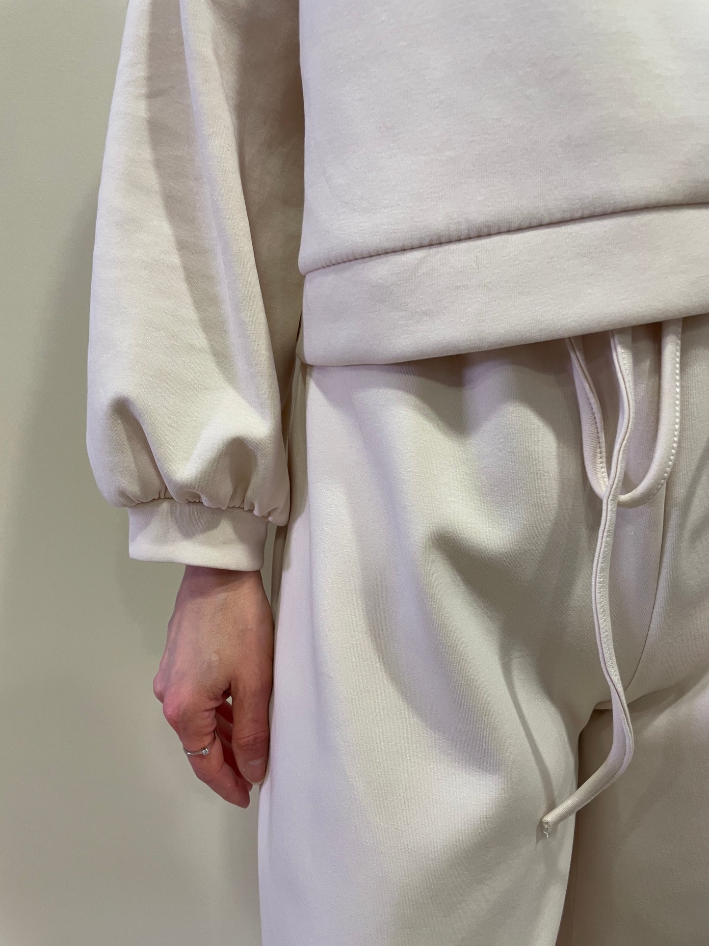 HAVEONE - Pantalone in felpa burro con elastico e coulisse