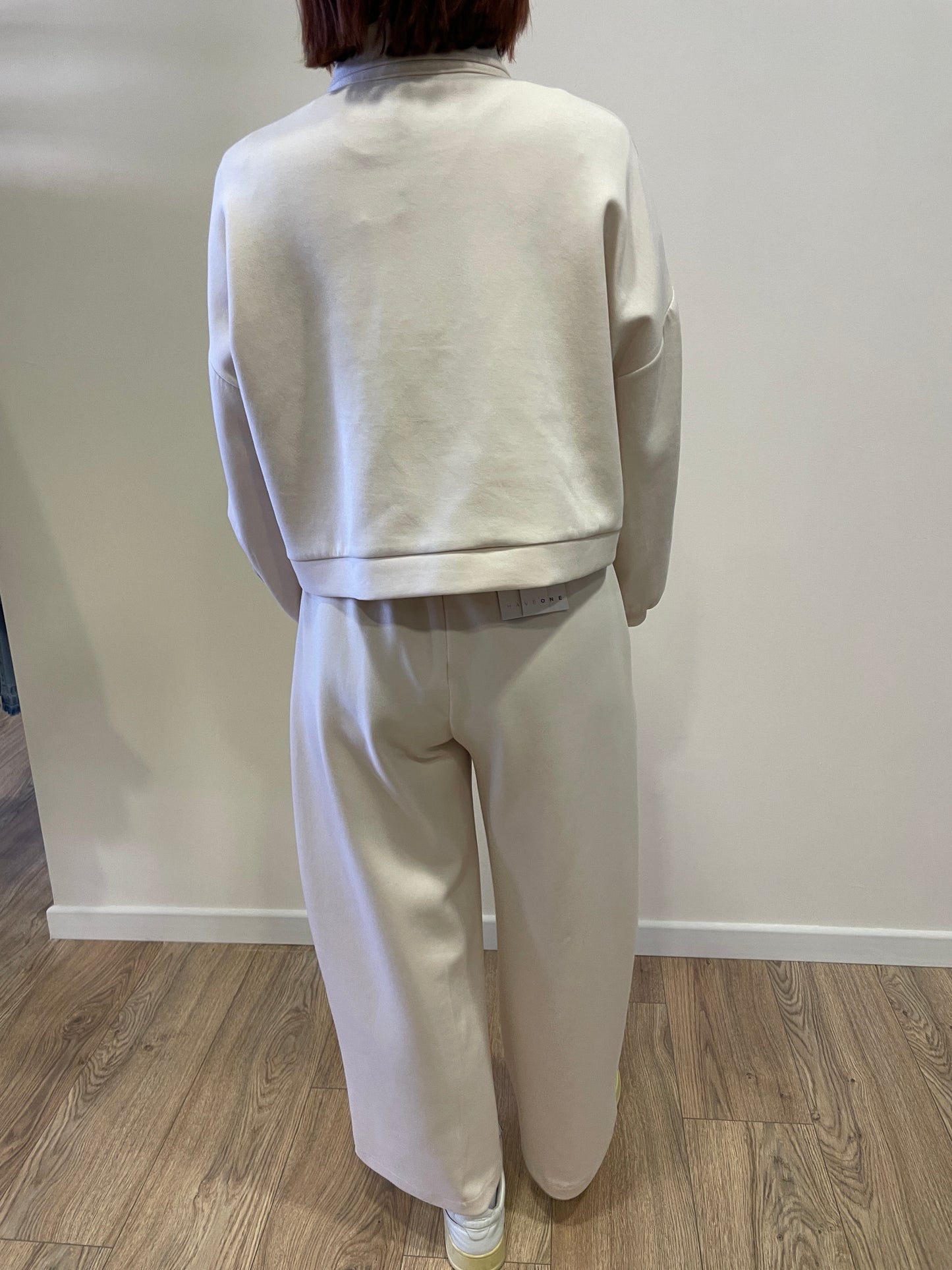 HAVEONE - Pantalone in felpa burro con elastico e coulisse