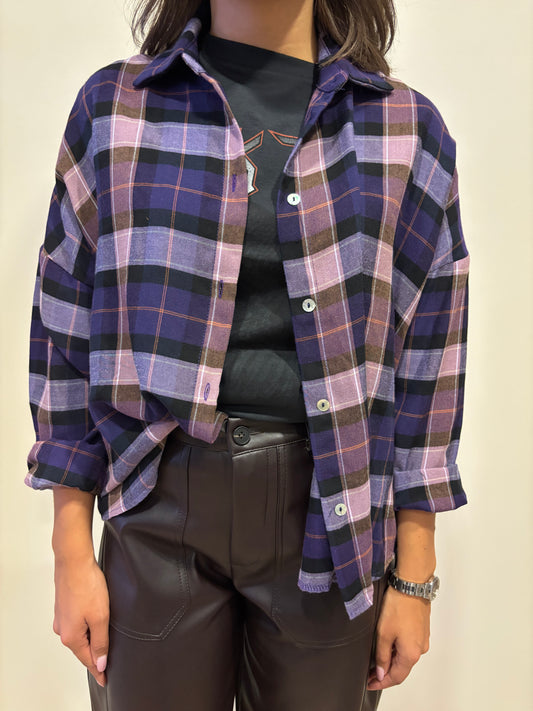 SUSY MIX - Camicia a scatola a quadri viola