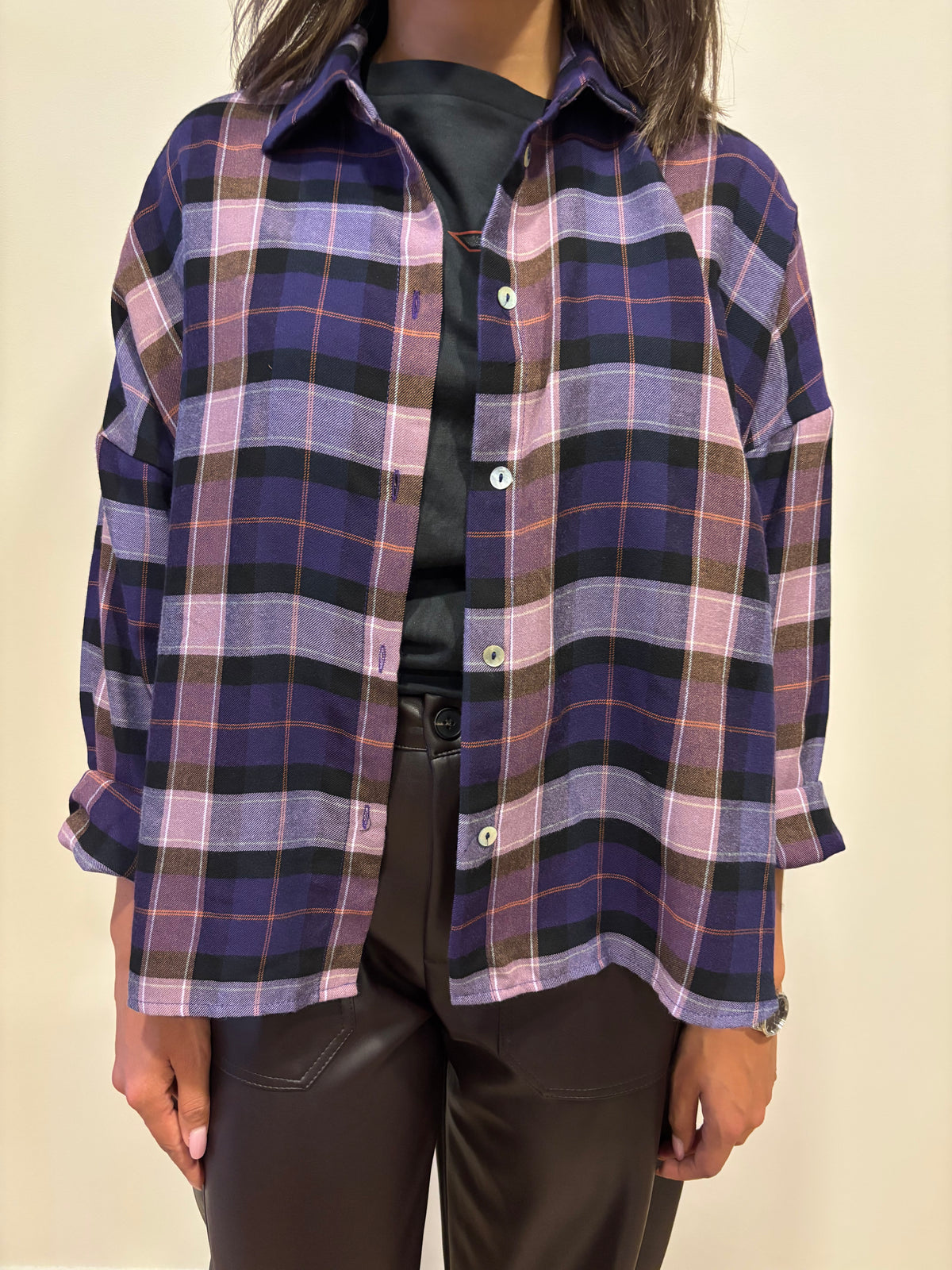 SUSY MIX - Camicia a scatola a quadri viola