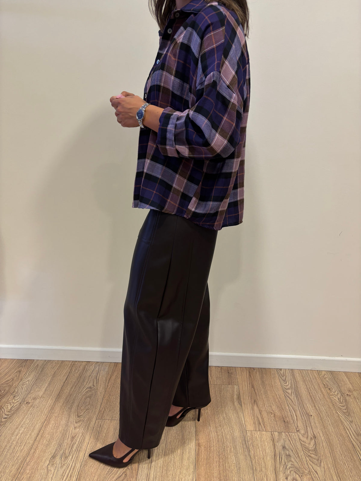 SUSY MIX - Camicia a scatola a quadri viola