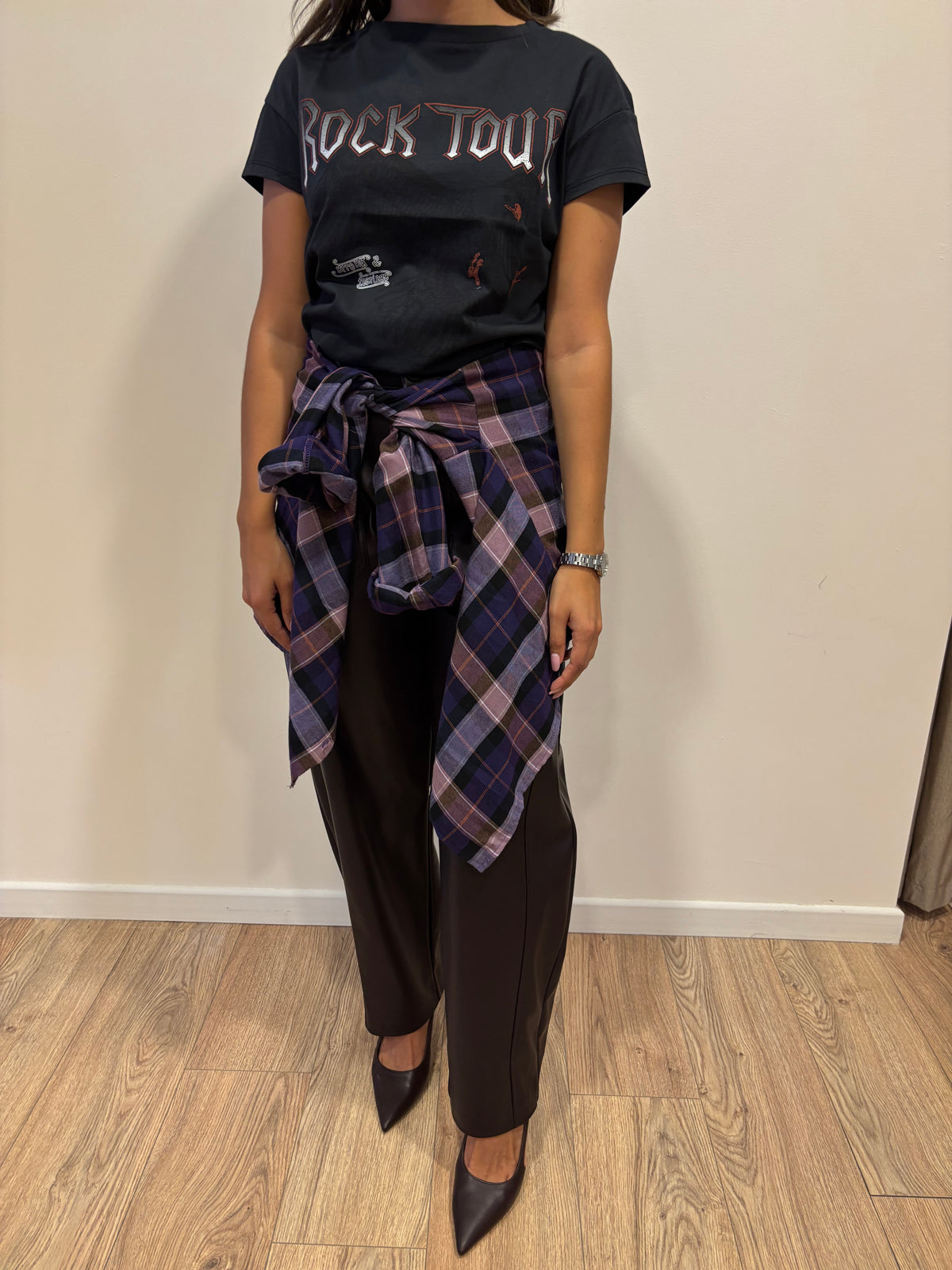 SUSY MIX - Camicia a scatola a quadri viola
