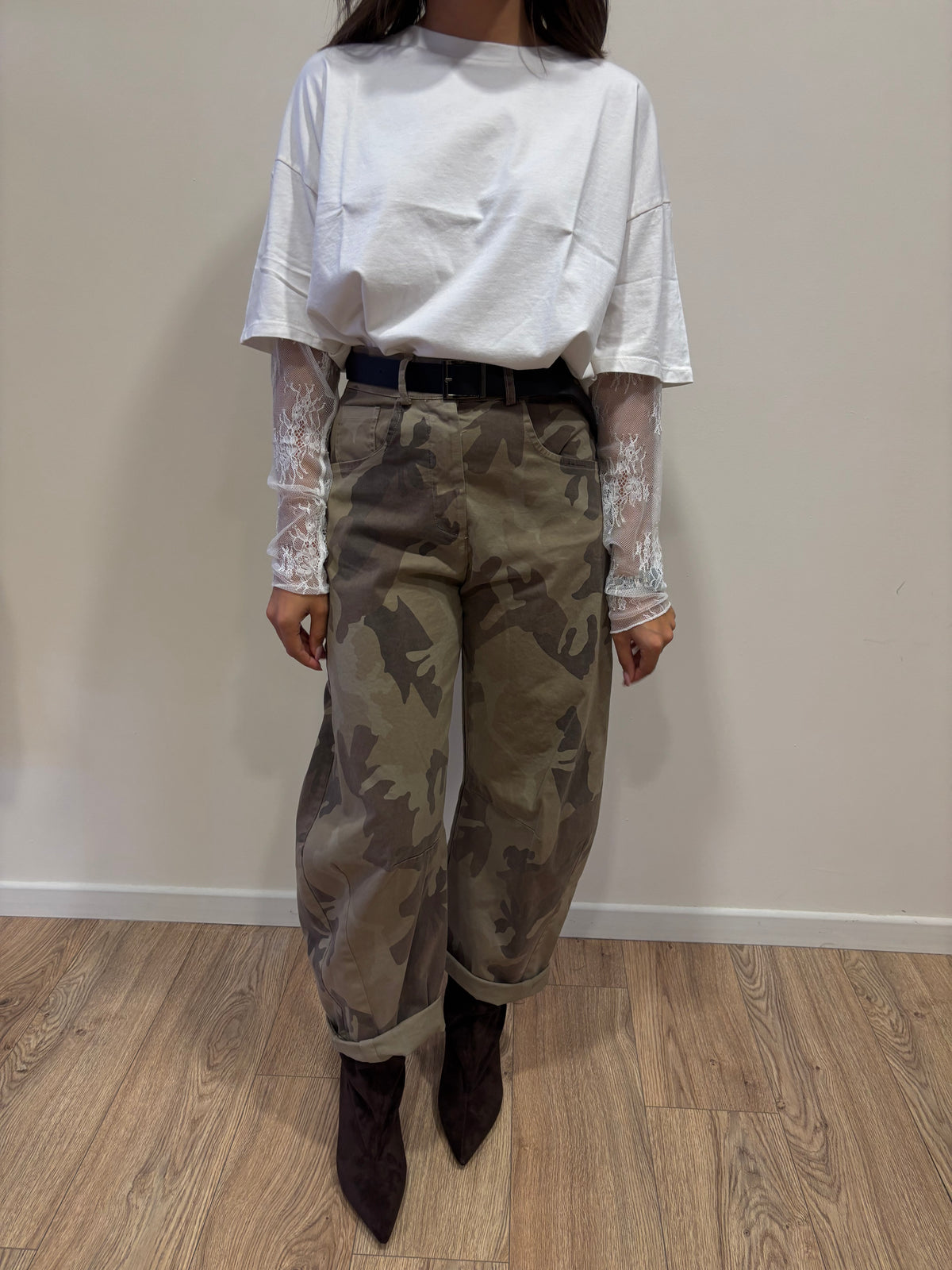 SUSY MIX - Pantalone barrel fit color camouflage