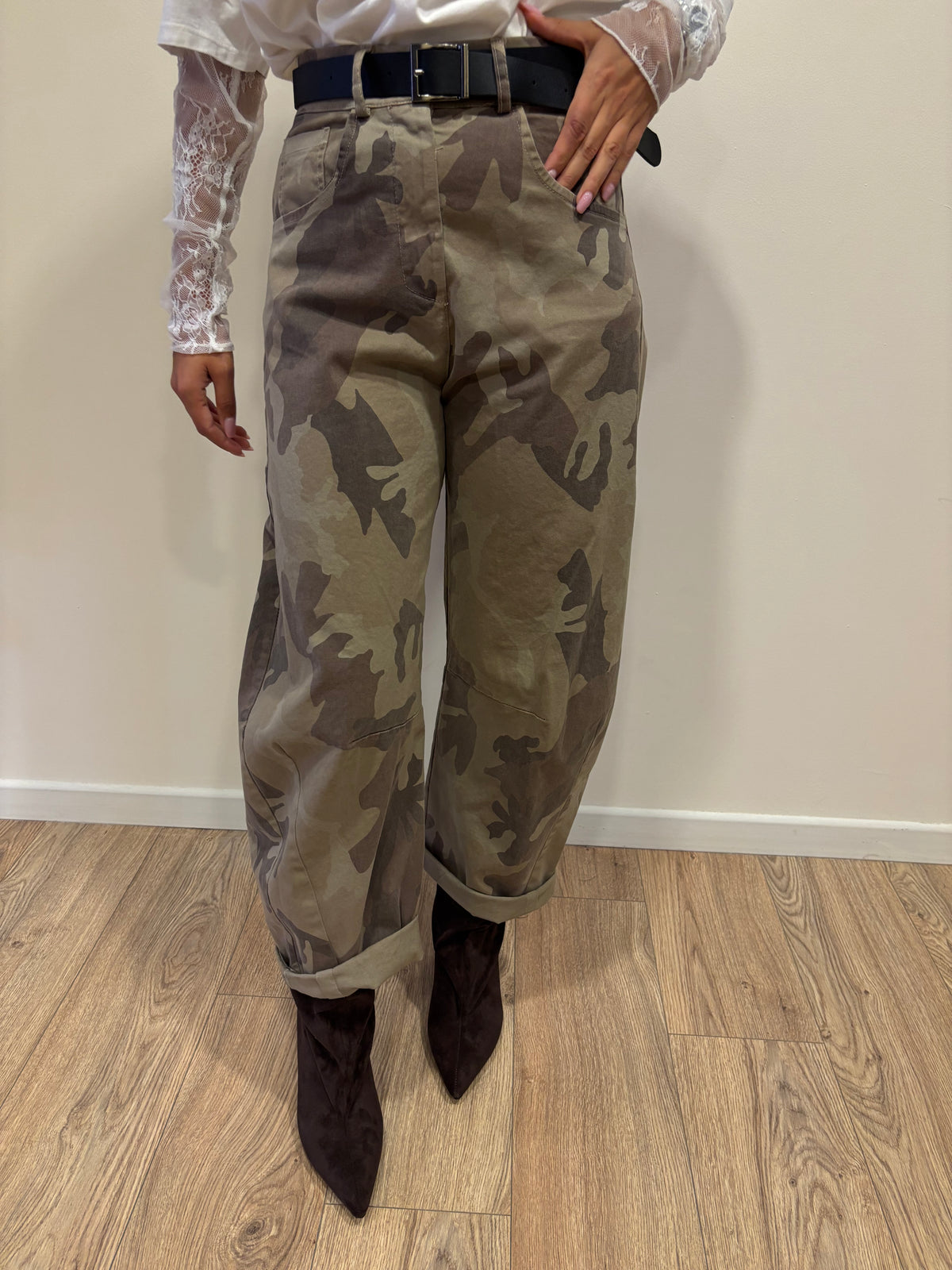 SUSY MIX - Pantalone barrel fit color camouflage