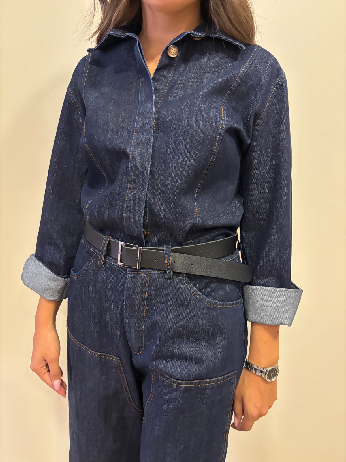 SUSY MIX - Camicia in denim con dettaglio bottoni nascosti