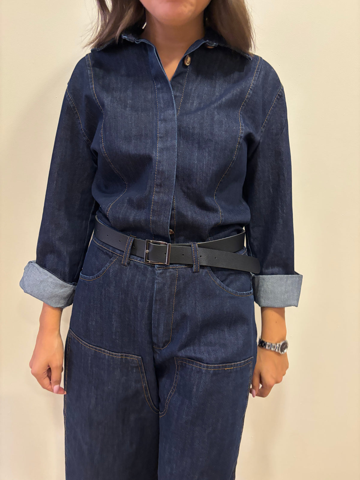 SUSY MIX - Camicia in denim con dettaglio bottoni nascosti