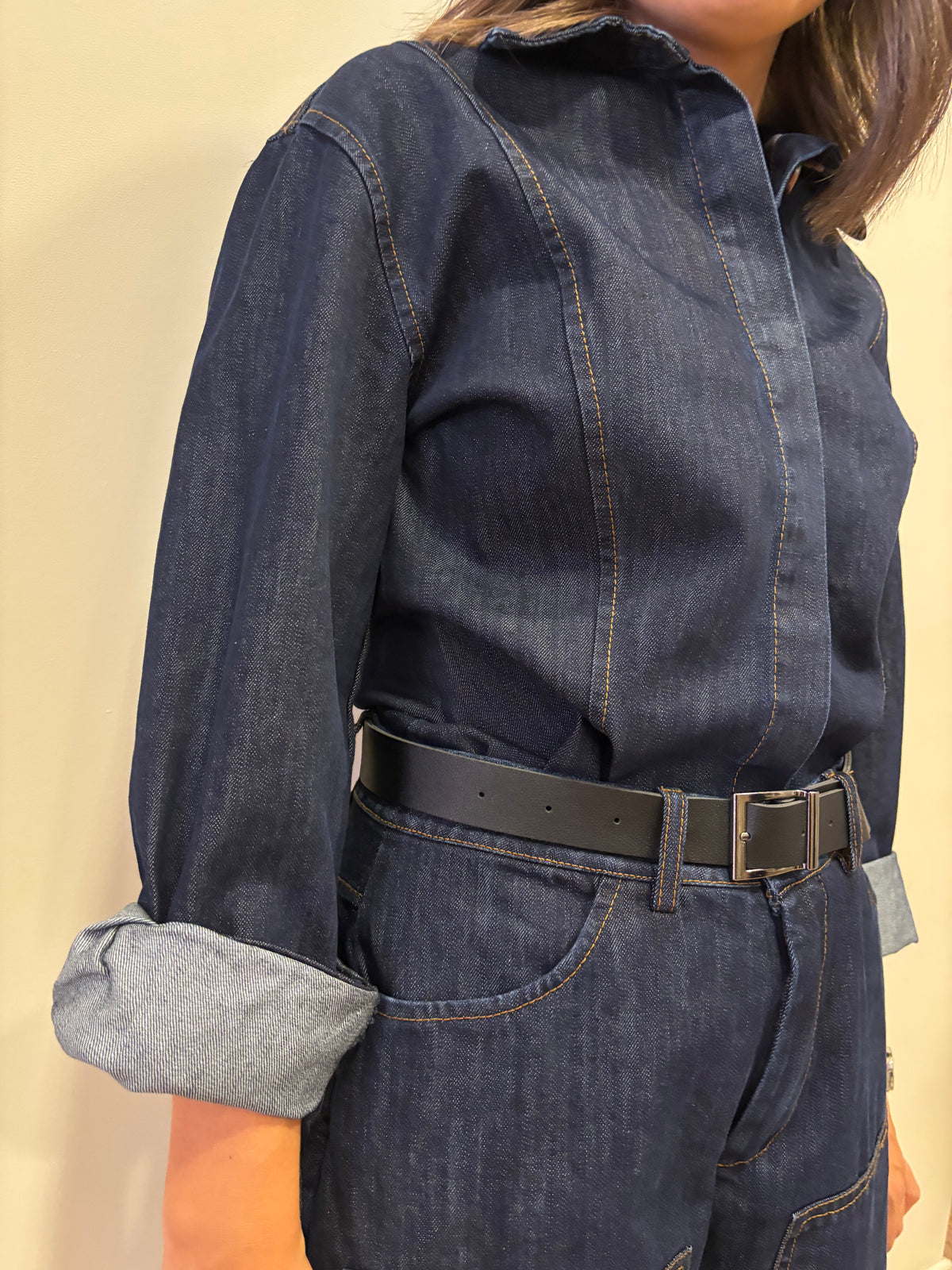 SUSY MIX - Camicia in denim con dettaglio bottoni nascosti