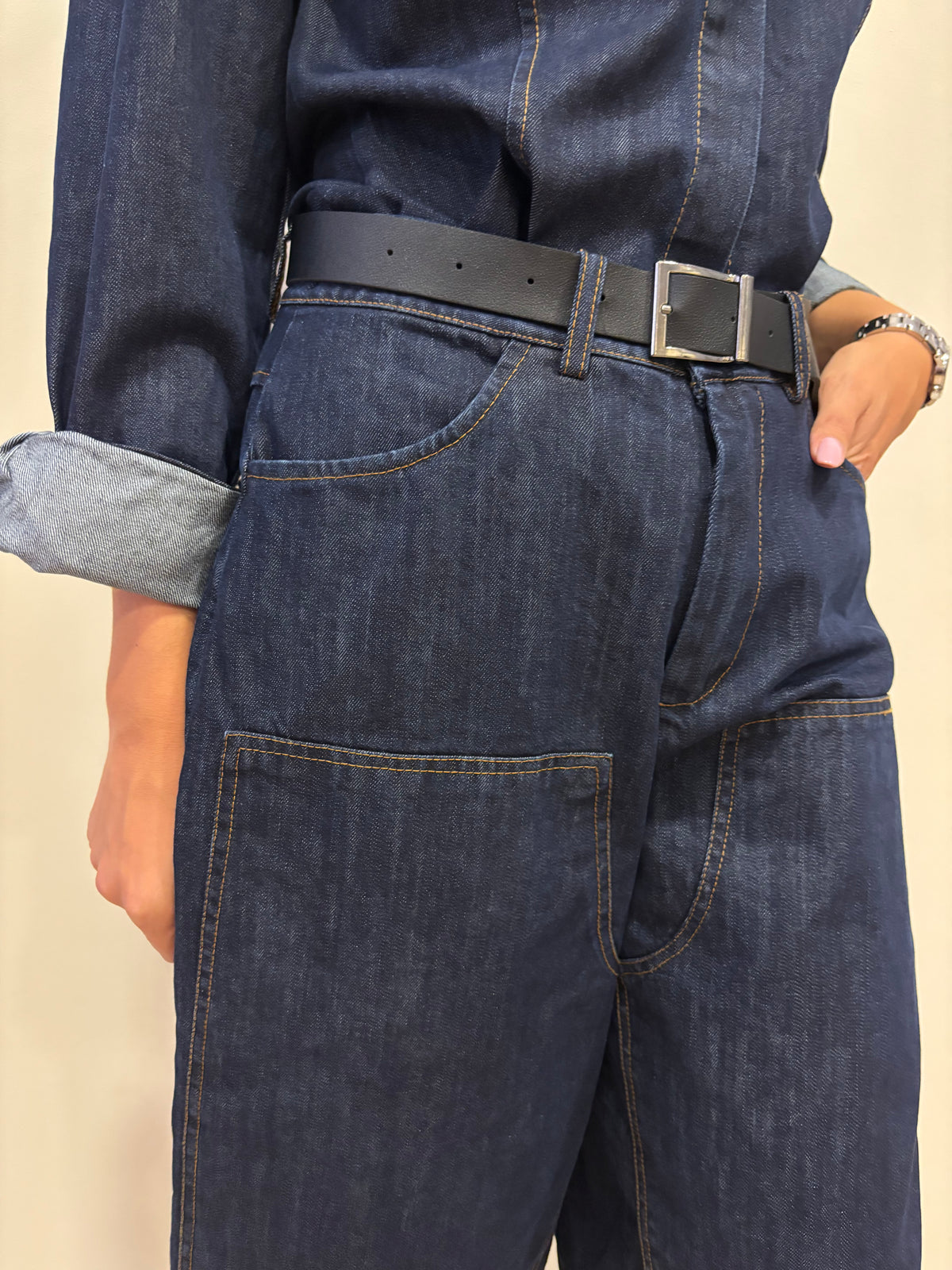 SUSY MIX - Bermuda in denim con cintura e cuciture laterali