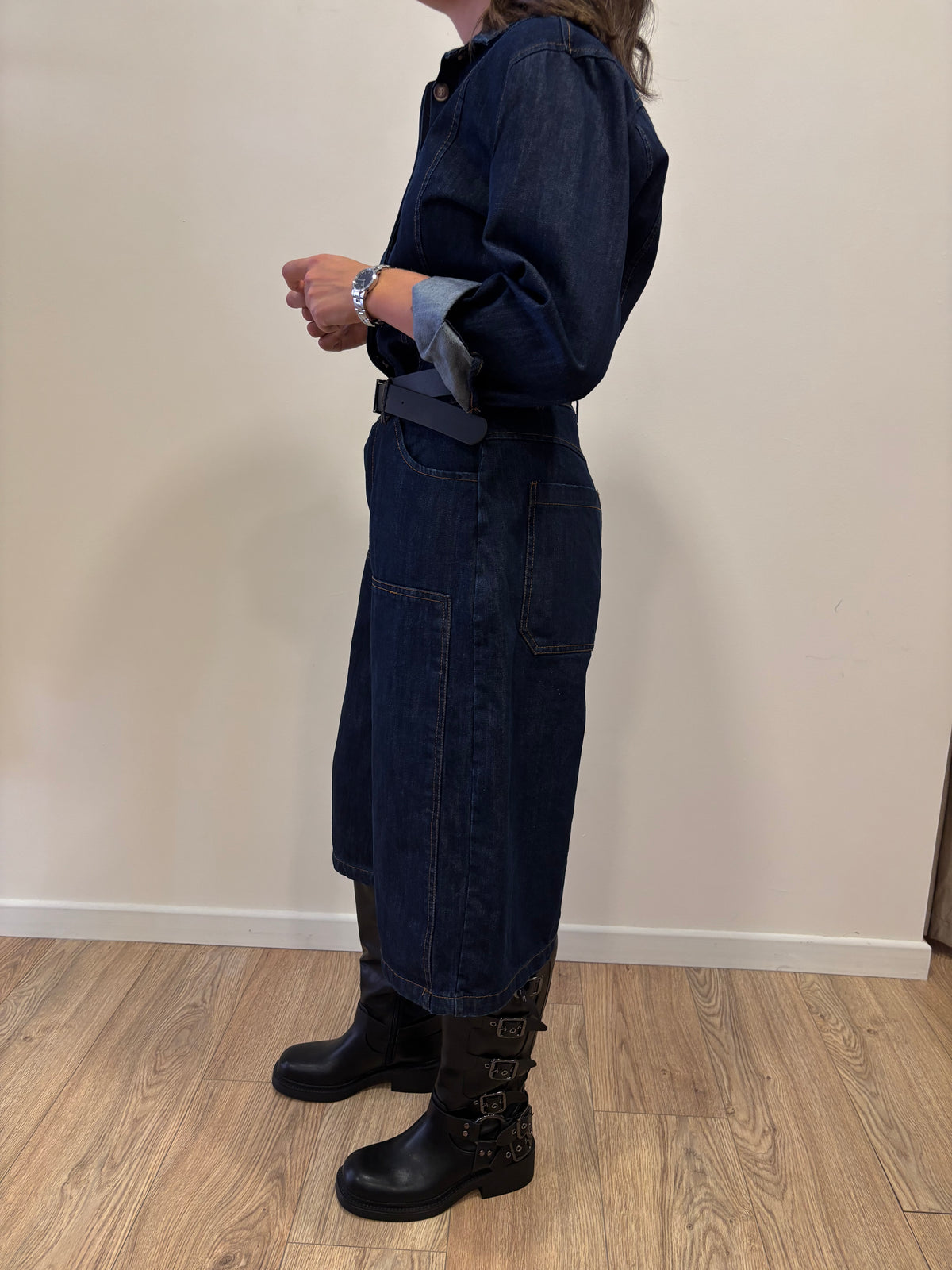 SUSY MIX - Bermuda in denim con cintura e cuciture laterali