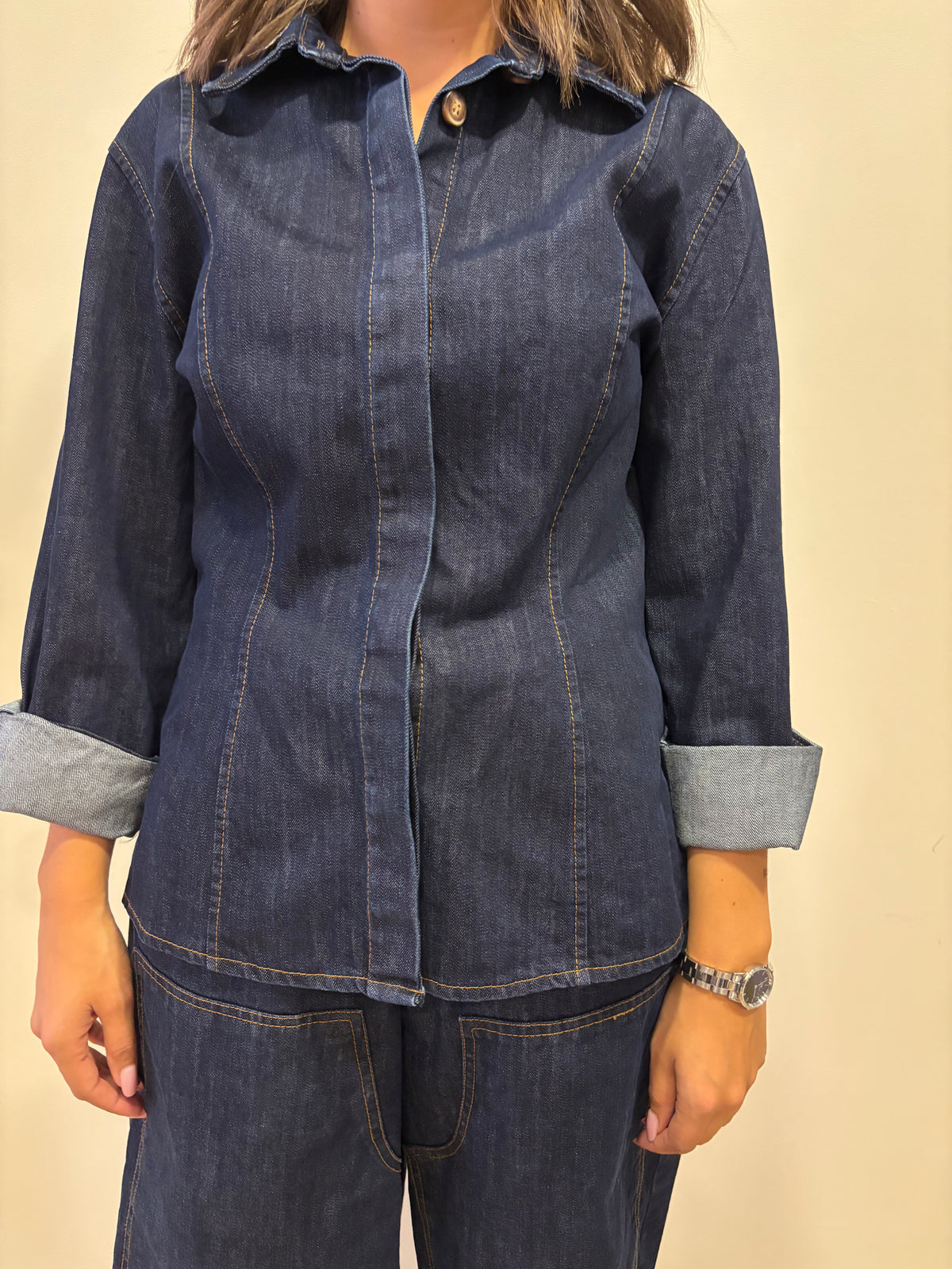 SUSY MIX - Camicia in denim con dettaglio bottoni nascosti