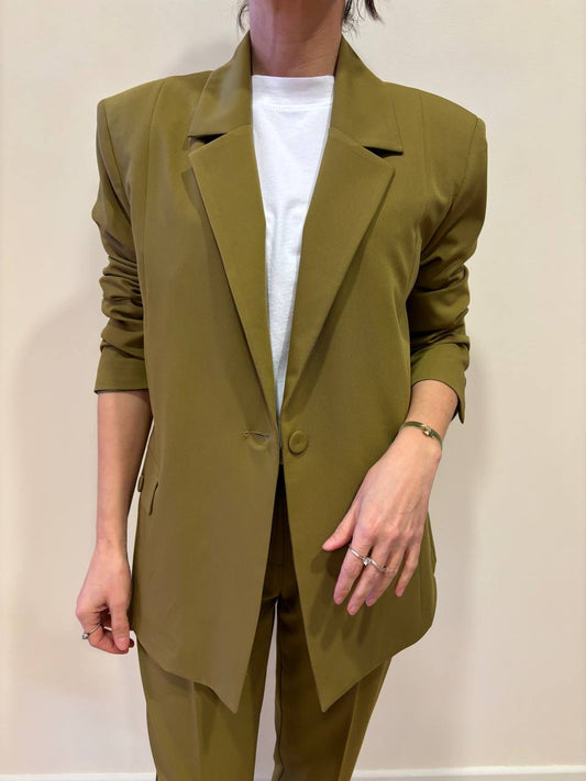 SAIPH - Giacca verde olio a un bottone taglio dritto