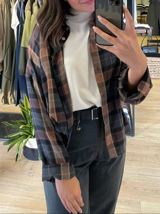 SUSY MIX - Camicia a scatola a quadri grigia