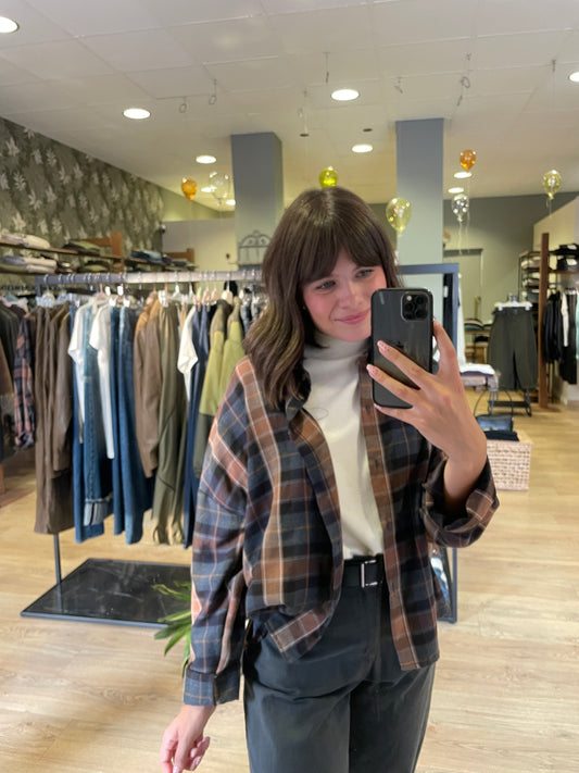 SUSY MIX - Camicia a scatola a quadri grigia