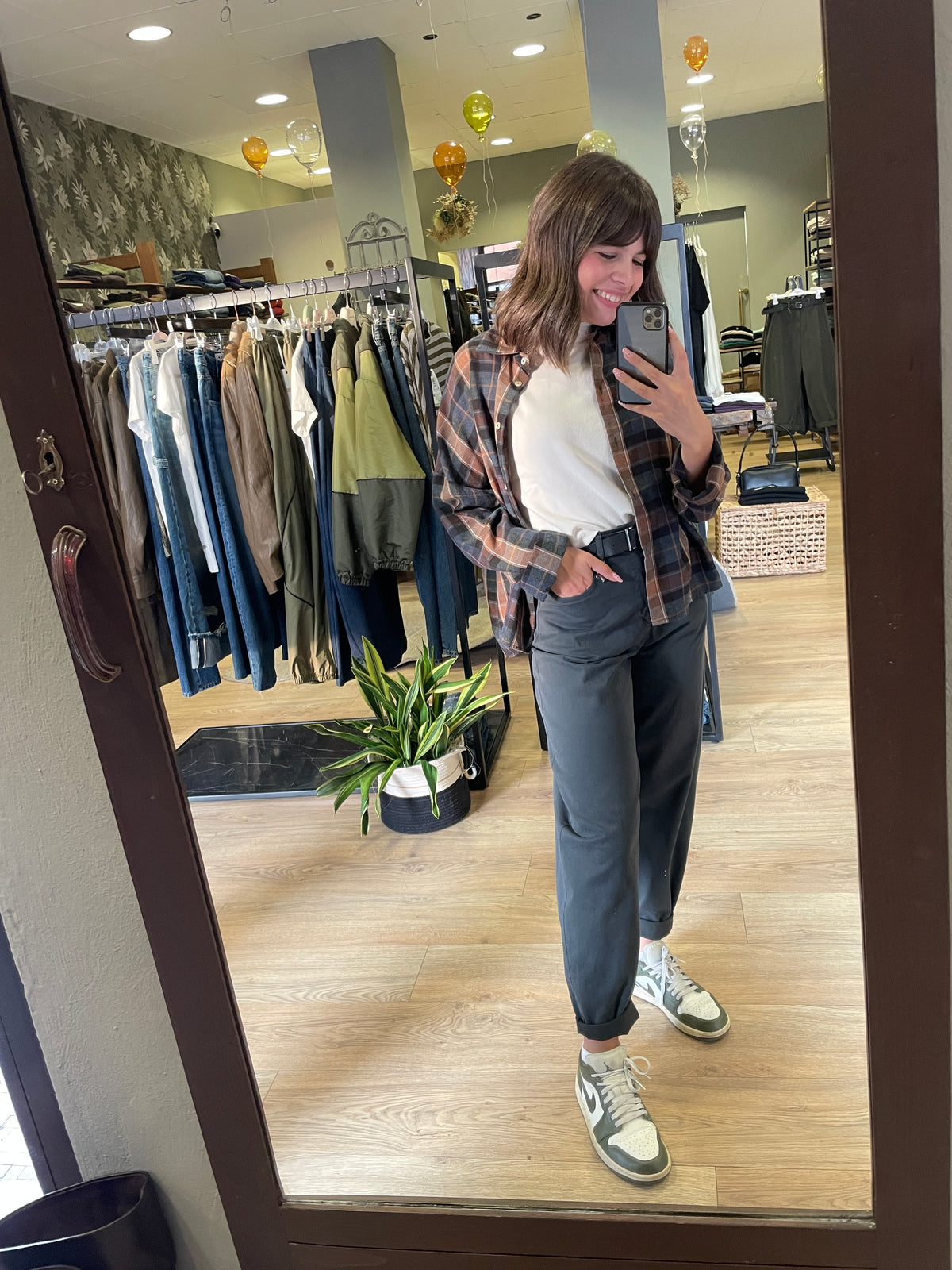 SUSY MIX - Camicia a scatola a quadri grigia