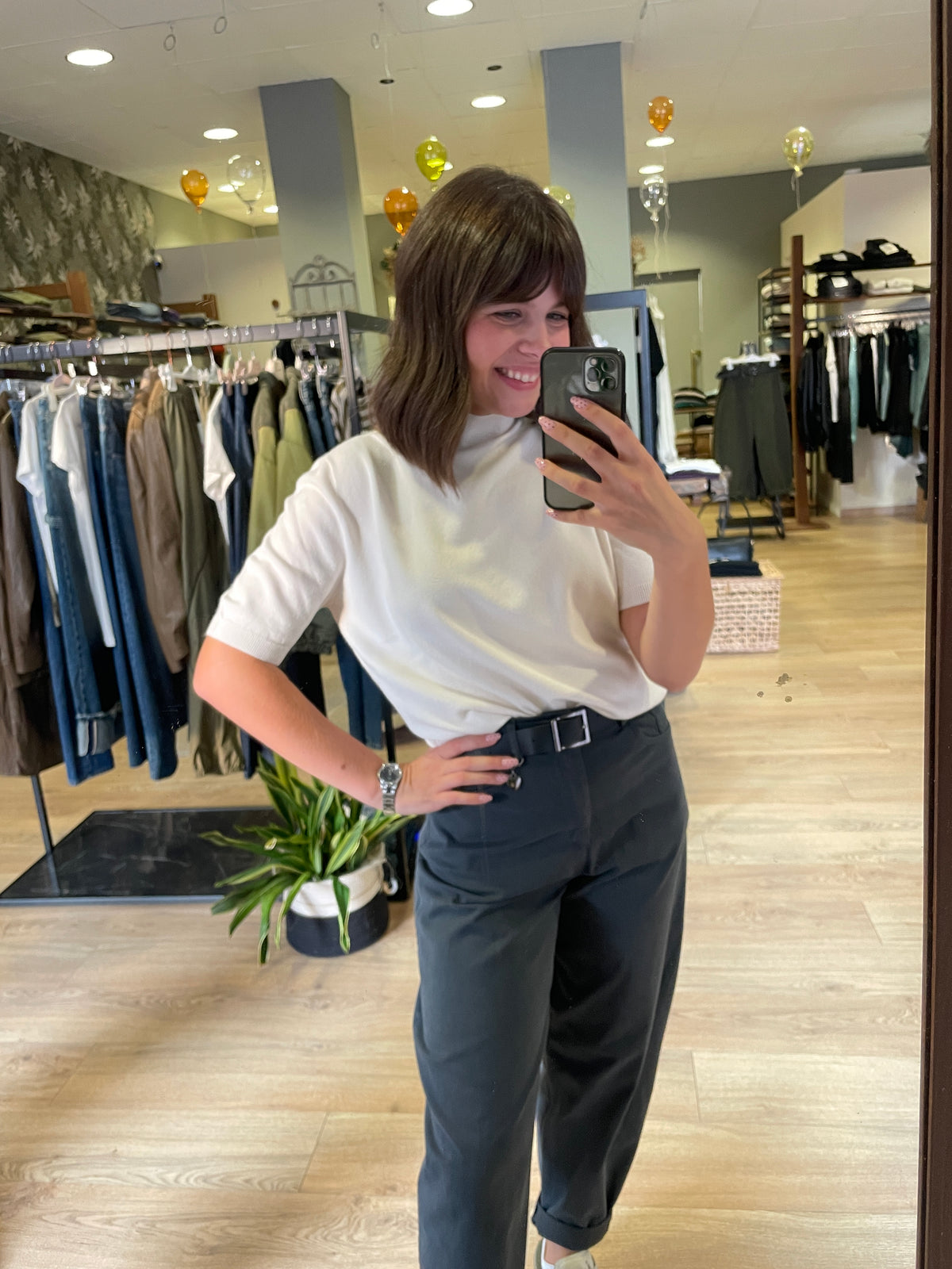 SUSY MIX - Pantalone baloon fit in cotone color piombo