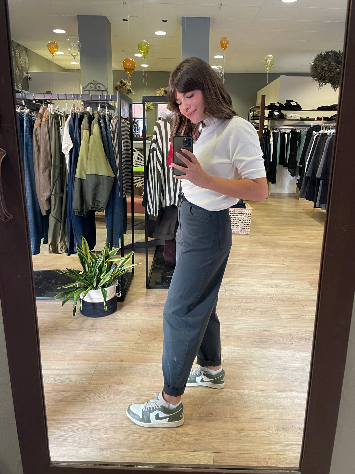 SUSY MIX - Pantalone baloon fit in cotone color piombo