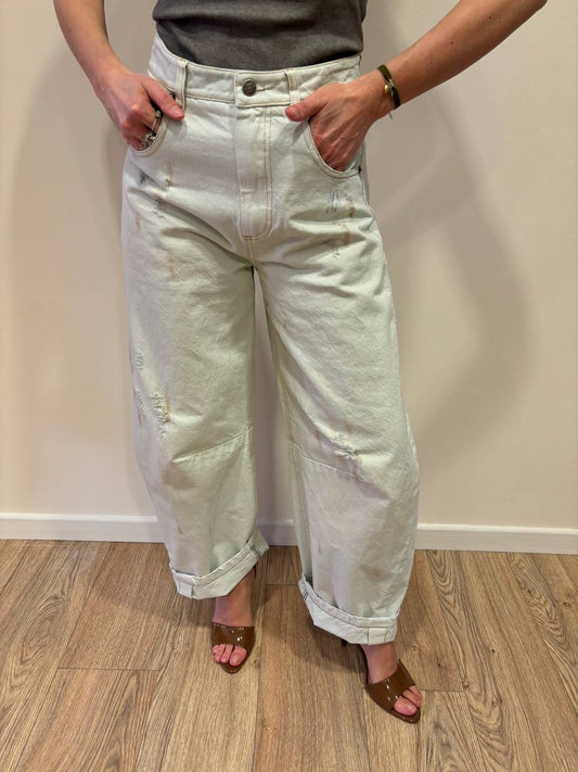 SOUVENIR - Jeans Gaya in denim chiaro baloon fit con rotture