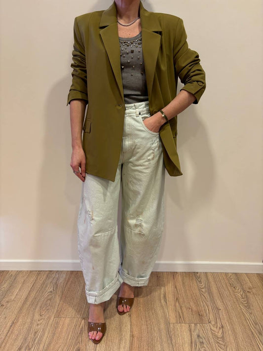 SOUVENIR - Jeans Gaya in denim chiaro baloon fit con rotture