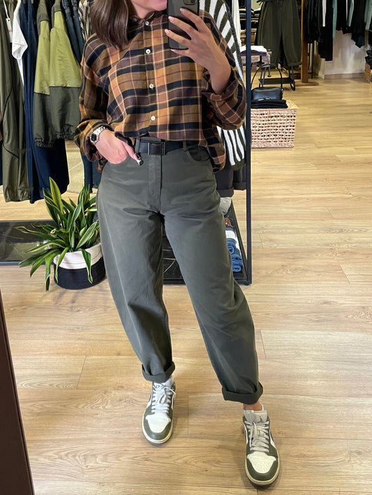 SUSY MIX - Pantalone baloon fit in cotone color militare