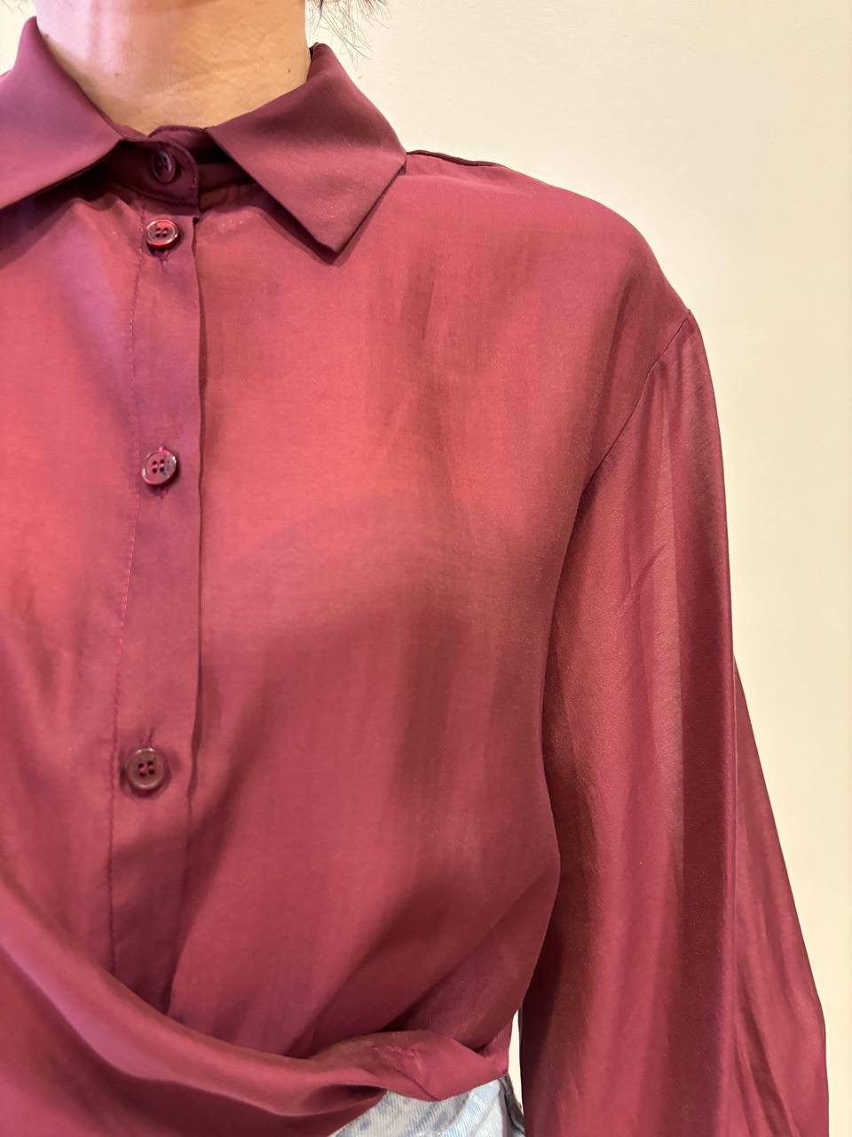 KAOS - Camicia color ruggine in misto lyocell