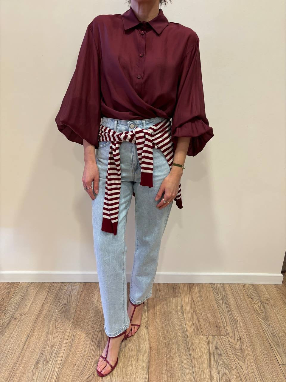 KAOS - Camicia color ruggine in misto lyocell