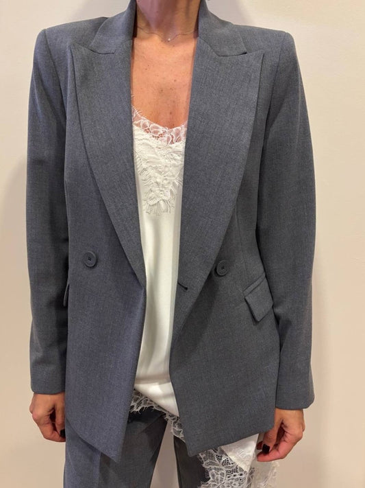KAOS - Giacca doppiopetto in jersey color grigio
