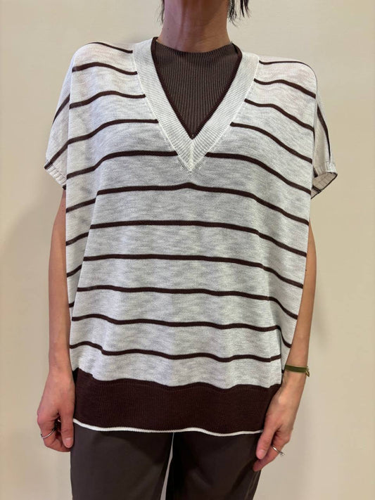 KAOS - Maglia a mezze maniche a righe con scollo a V