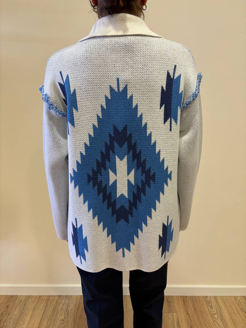 HAVEONE - Cardigan/giacchino azzurro con colletto e bottoni