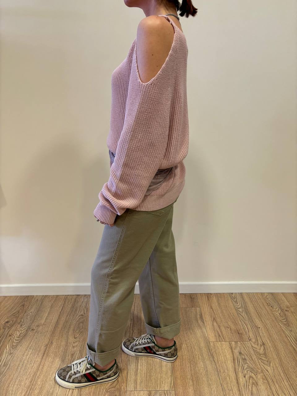 VICOLO - Jeans Kate color verde salvia a vita alta straight fit
