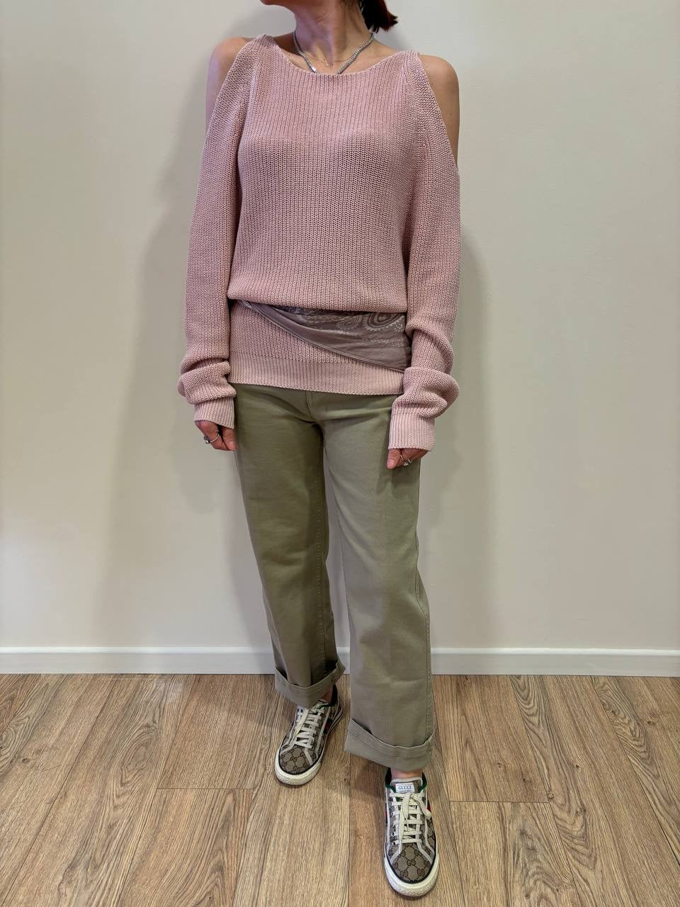 VICOLO - Jeans Kate color verde salvia a vita alta straight fit