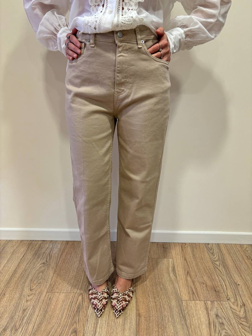 VICOLO - Jeans Kate color corda a vita alta straight fit