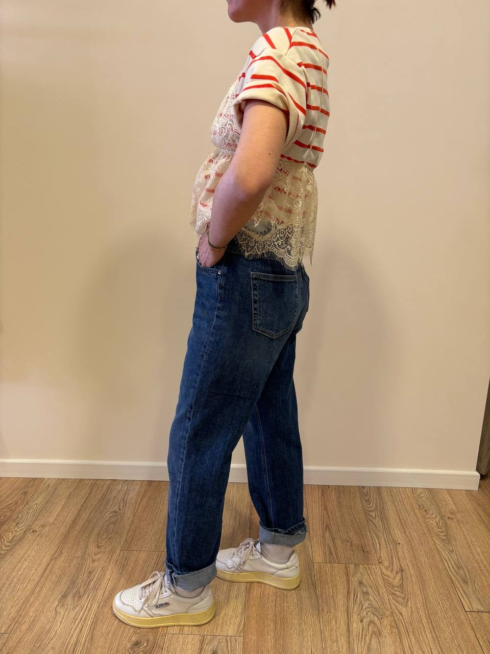 VICOLO - Jeans Maggie in denim a vita alta elasticizzato con risvolto
